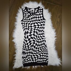Better Be Black and White Optical Illusion Midi Dress